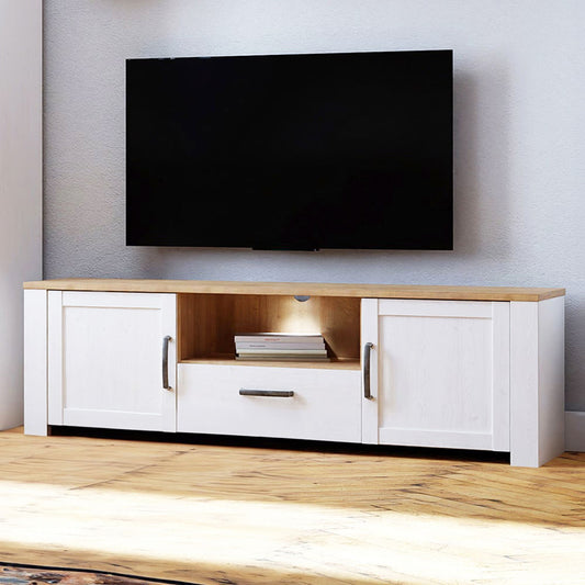 Bohol 2 Door 1 Drawer TV Unit in Riviera Oak/White
