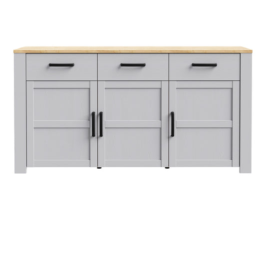 Bohol 3 Door 3 Drawer Sideboard in Riviera Oak/Grey