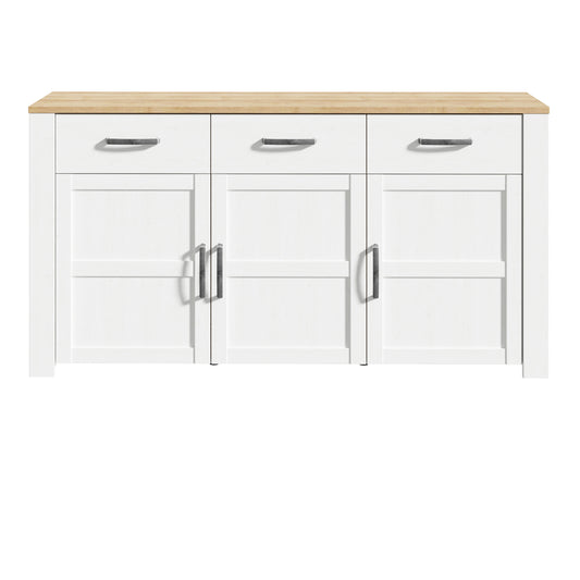 Bohol 3 Door 3 Drawer Sideboard in Riviera Oak/White