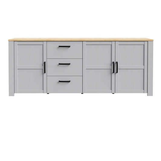 Bohol 3 Door 3 Drawer Large Sideboard in Riviera Oak/Grey Oak