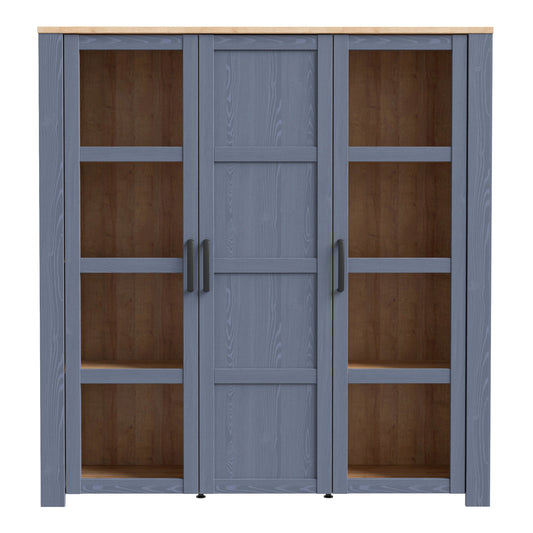 Bohol 3 Door Large Display Cabinet in Riviera Oak/Navy