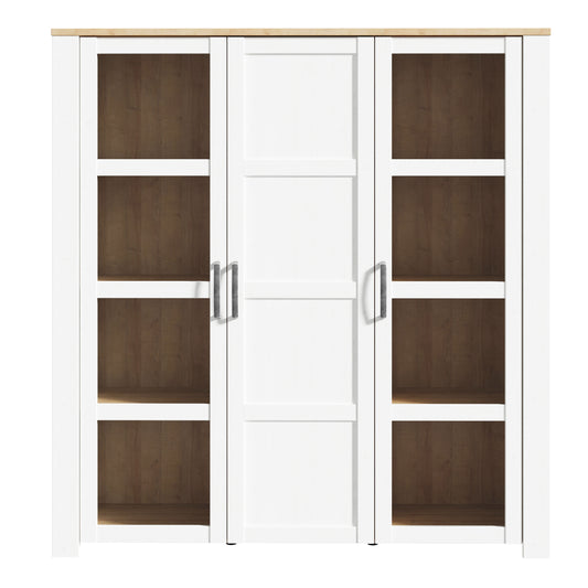 Bohol 3 Door Large Display Cabinet in Riviera Oak/White