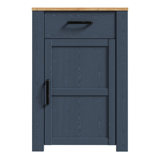 Bohol 1 Door 1 Drawer Shoe Cabinet in Riviera Oak/Navy