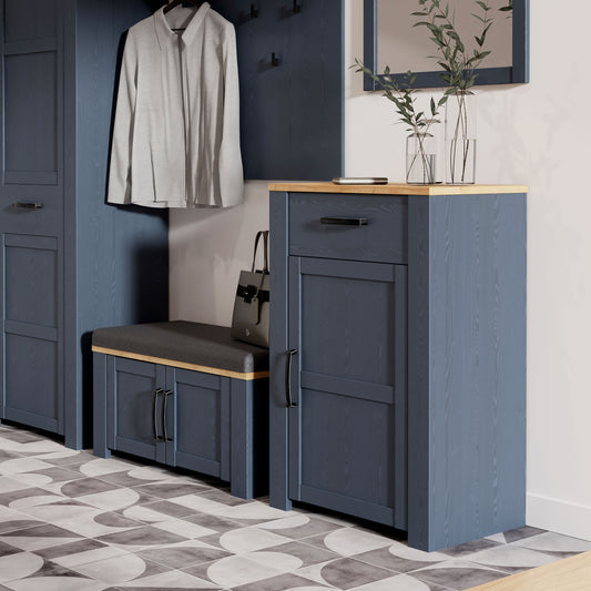 Bohol 1 Door 1 Drawer Shoe Cabinet in Riviera Oak/Navy