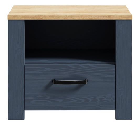 Bohol Bedside Table in Navy/Riviera Oak