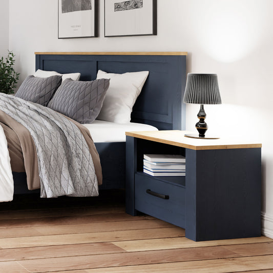 Bohol Bedside Table in Navy/Riviera Oak