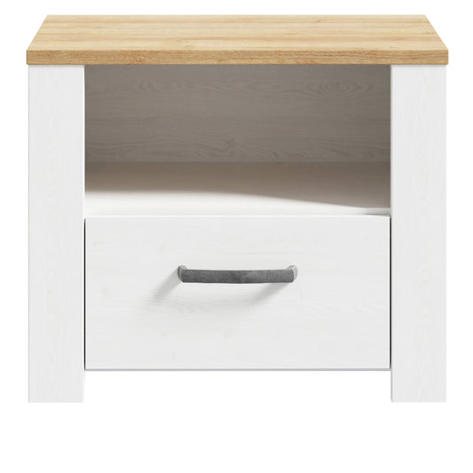 Bohol Bedside Table in White/Riviera Oak