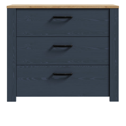 Bohol Chest of 3 Drawers in Navy/Riviera Oak
