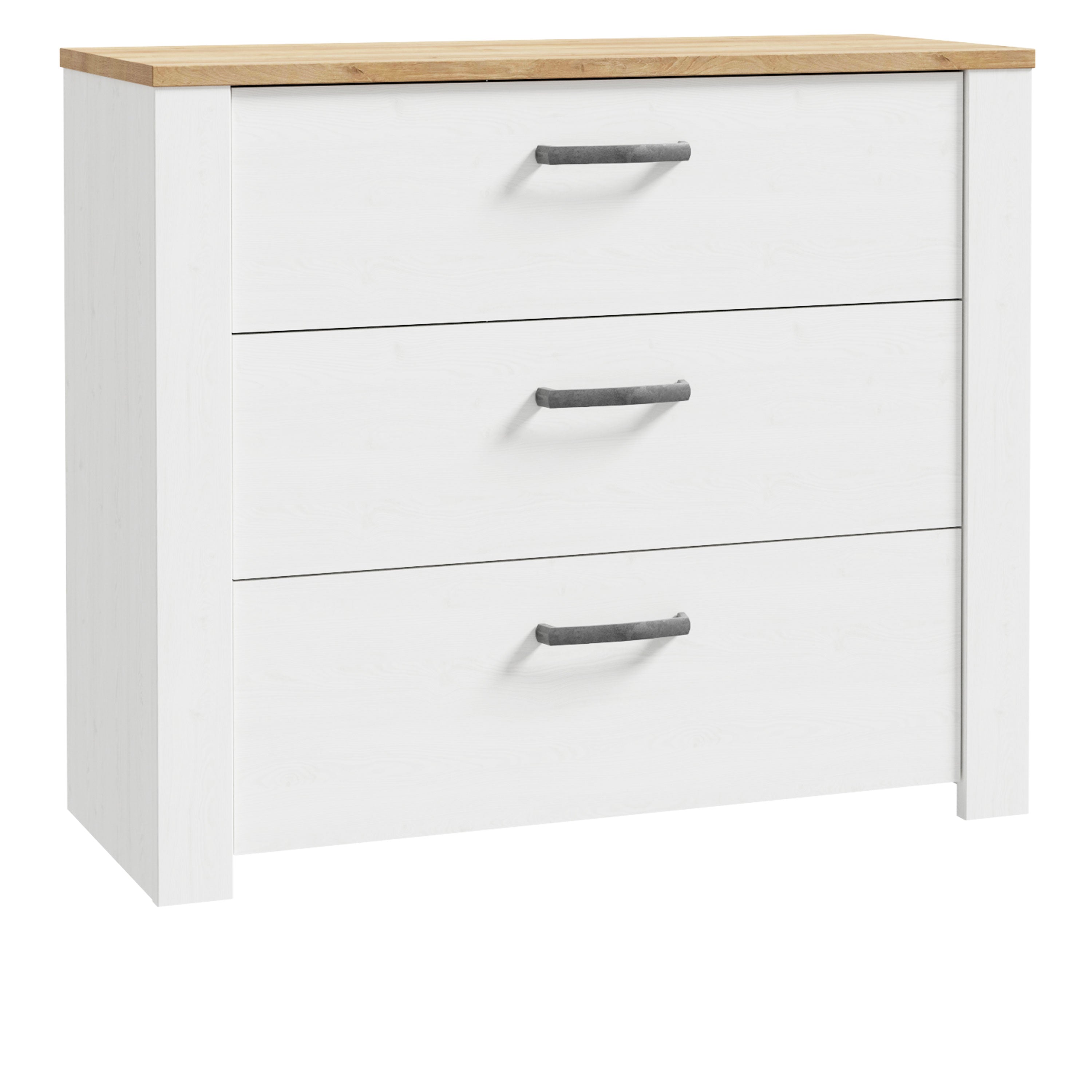 Bohol Chest of 3 Drawers in White/Riviera Oak Bohol Chest of 3 Drawers in White/Riviera Oak