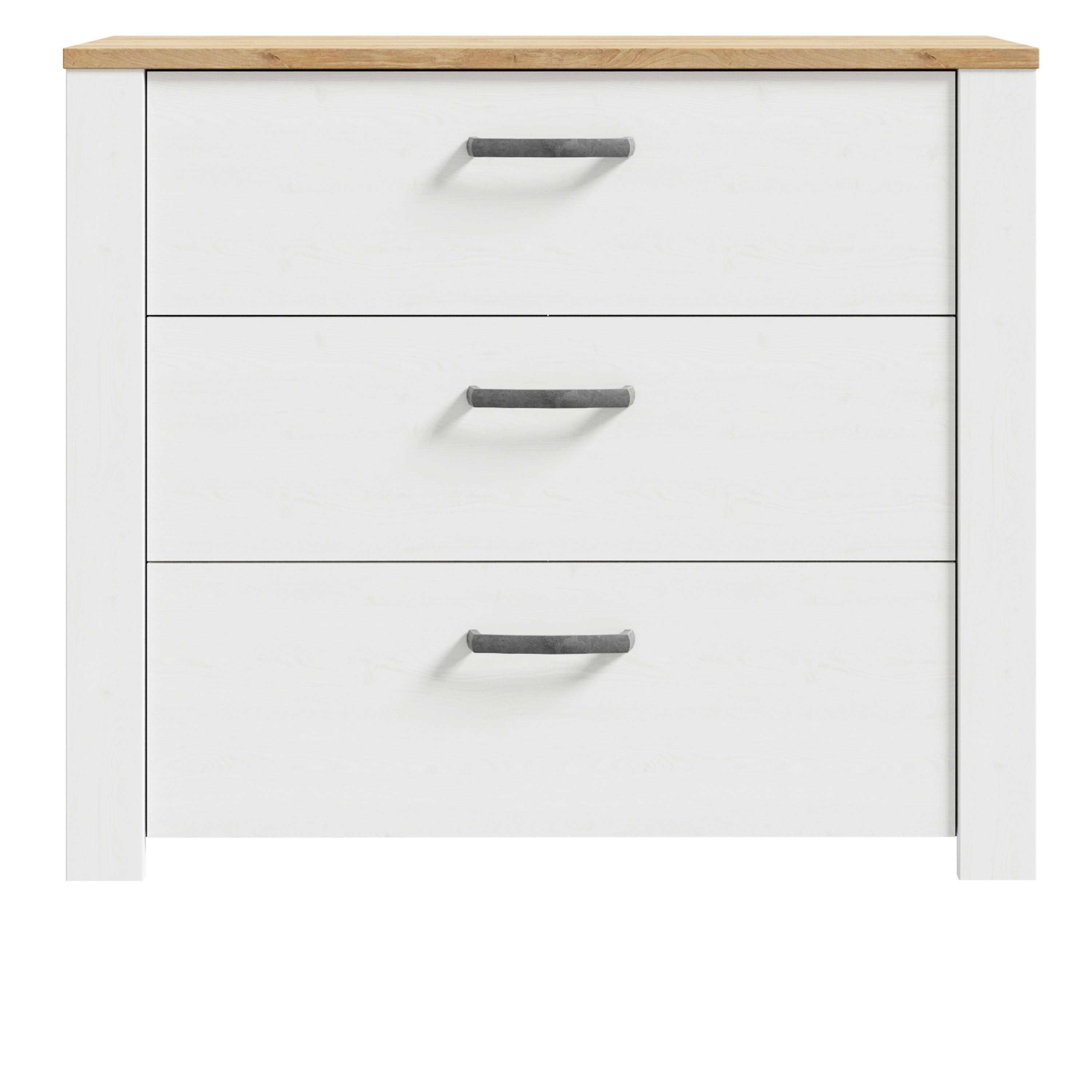 Bohol Chest of 3 Drawers in White/Riviera Oak Bohol Chest of 3 Drawers in White/Riviera Oak