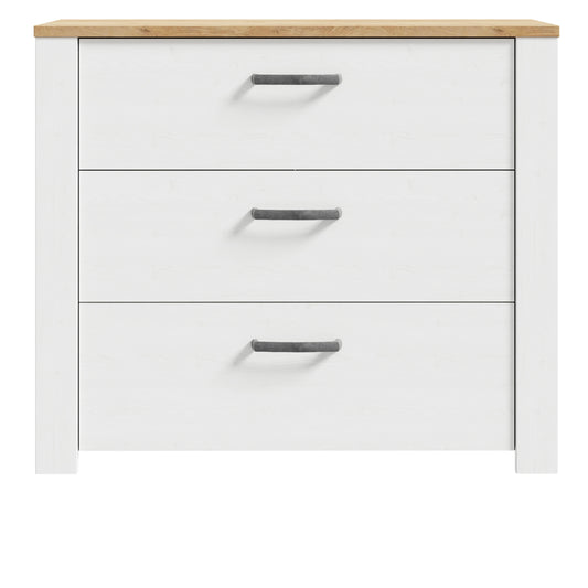 Bohol Chest of 3 Drawers in White/Riviera Oak