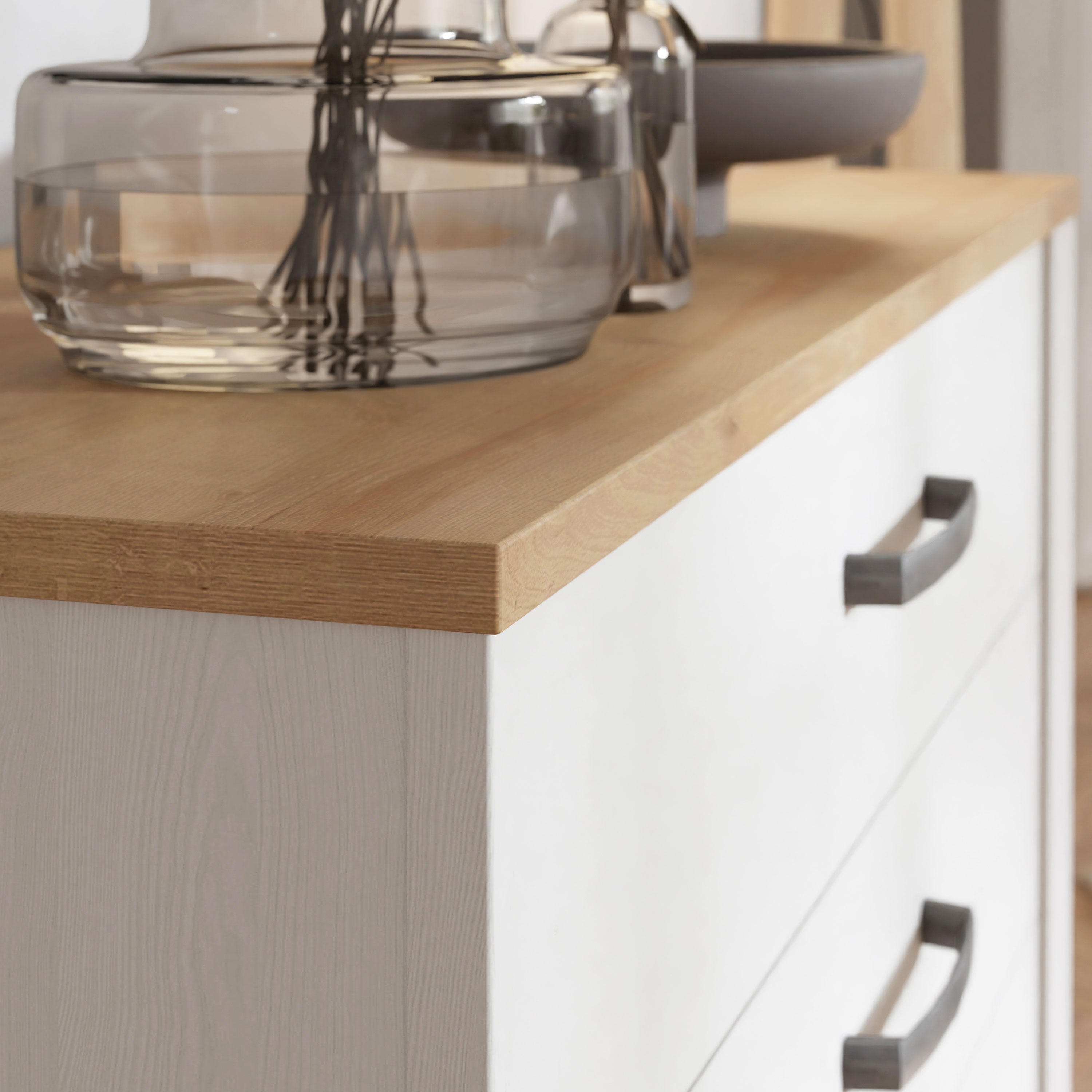 Bohol Chest of 3 Drawers in White/Riviera Oak Bohol Chest of 3 Drawers in White/Riviera Oak