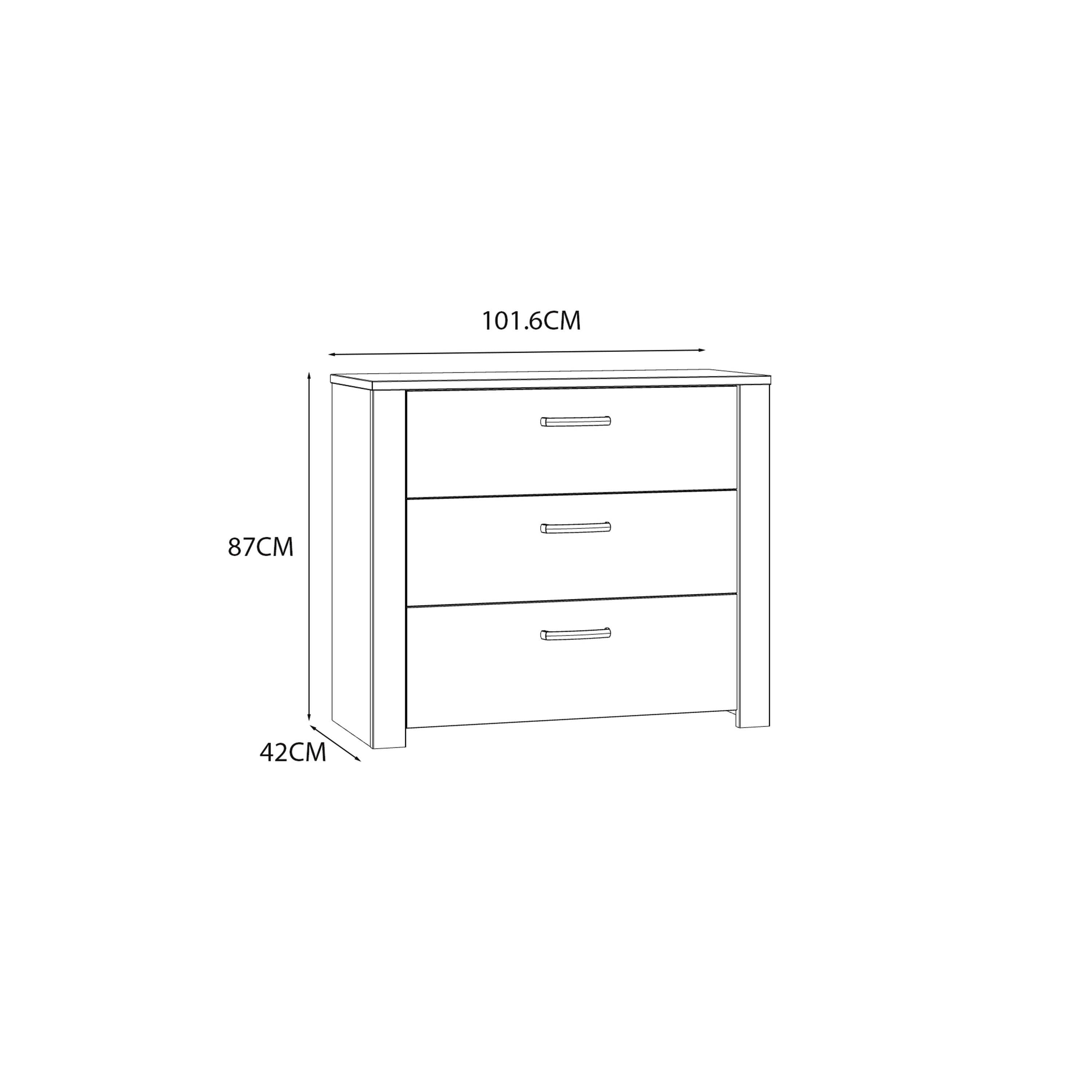 Bohol Chest of 3 Drawers in White/Riviera Oak Bohol Chest of 3 Drawers in White/Riviera Oak
