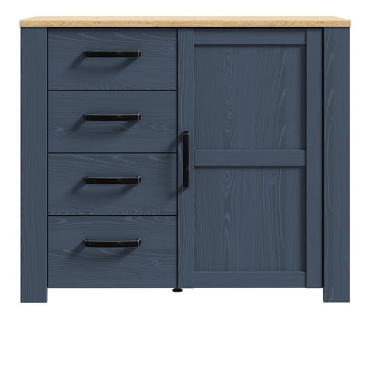 Bohol Chest of 4 Drawers with 1 Door in Navy/Riviera Oak