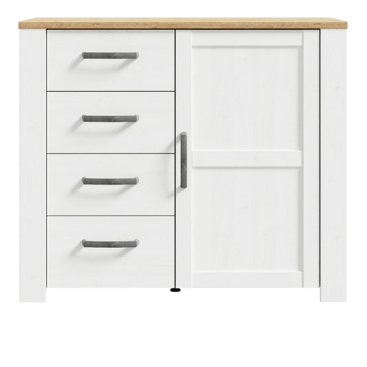 Bohol Chest of 4 Drawers with 1 Door in White/Riviera Oak