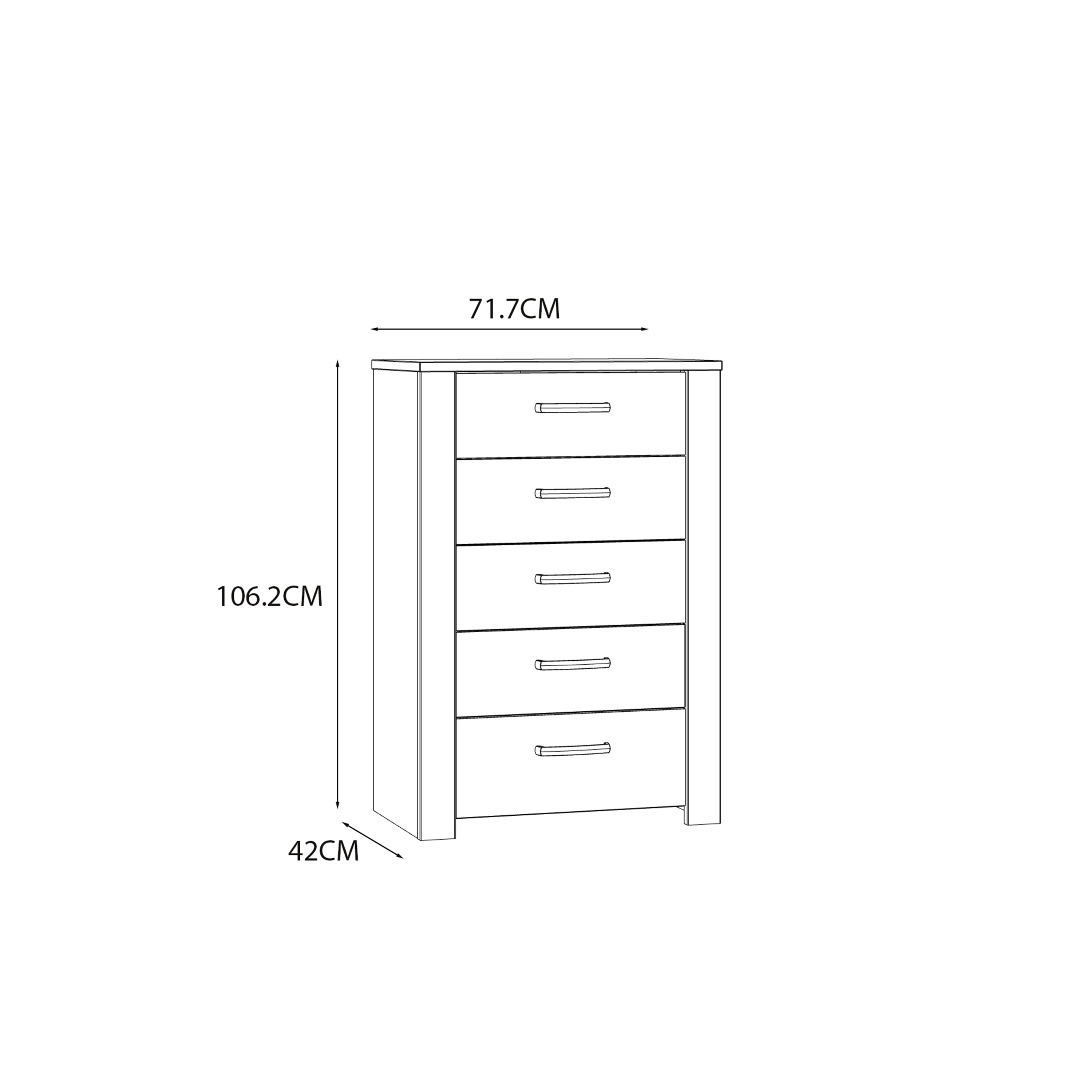 Bohol Narrow Chest of 5 Drawers in Navy/Riviera Oak Bohol Narrow Chest of 5 Drawers in Navy/Riviera Oak