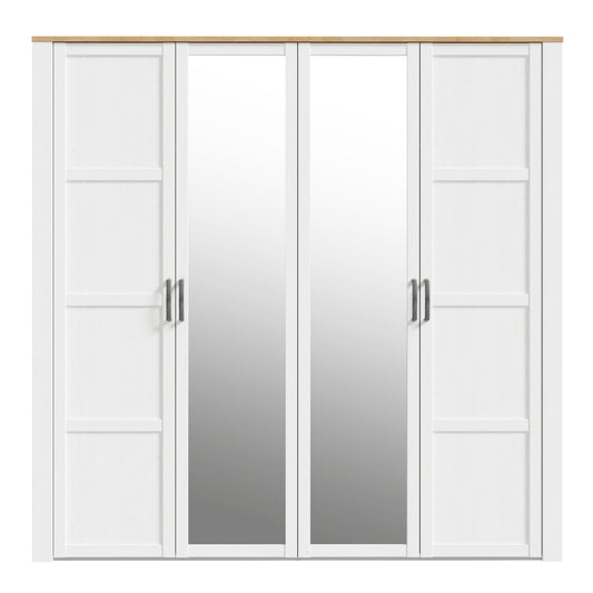 Bohol 2 Door 2 Mirrored Door Wardrobe in White/Riviera Oak