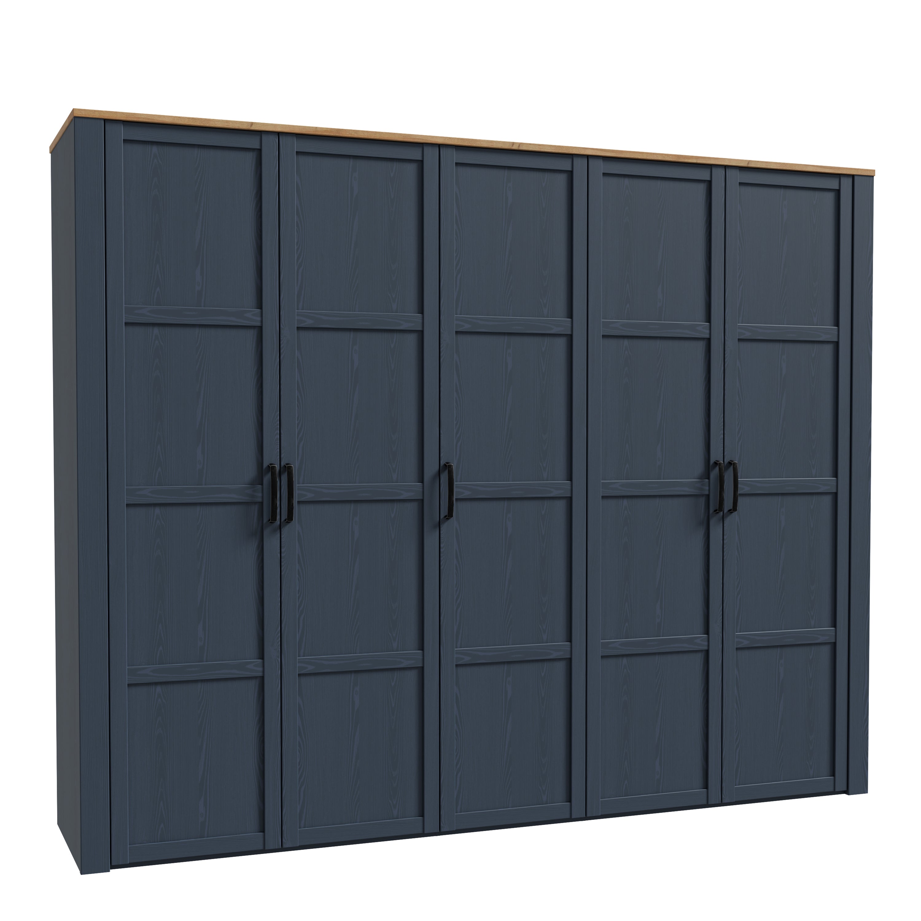 Bohol 5 Door Wardrobe in Navy/Riviera Oak Bohol 5 Door Wardrobe in Navy/Riviera Oak