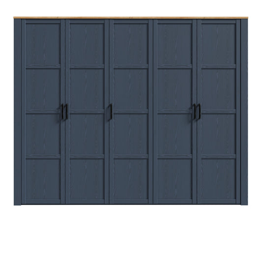 Bohol 5 Door Wardrobe in Navy/Riviera Oak