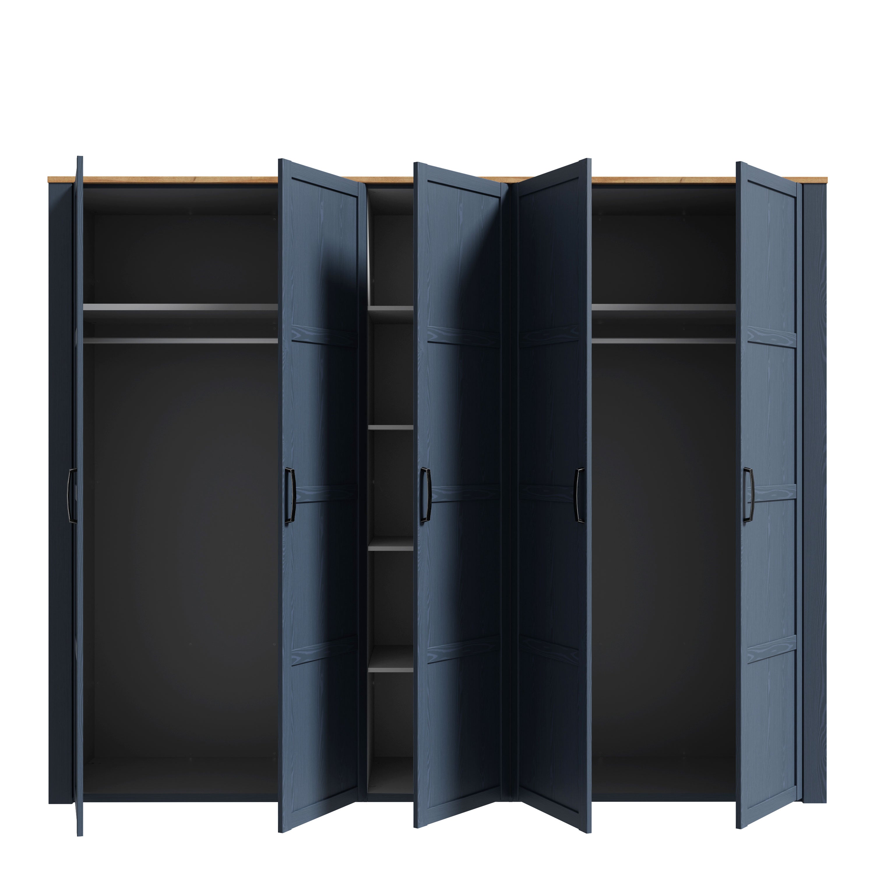 Bohol 5 Door Wardrobe in Navy/Riviera Oak Bohol 5 Door Wardrobe in Navy/Riviera Oak