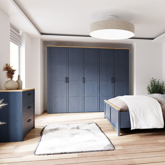 Bohol 5 Door Wardrobe in Navy/Riviera Oak