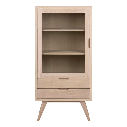 A-Line Display Cabinet with 2 Drawers and 2 Shelves in White Oak