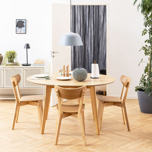 Roxby Round Dining Table in Matt Oak 120x76cm