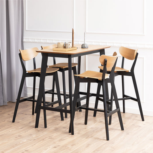 Roxby Bar Stool, Black and Oak Set of 2