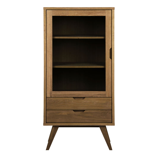A-Line Display Cabinet with 2 Drawers and 2 Shelves in Smoked Oak