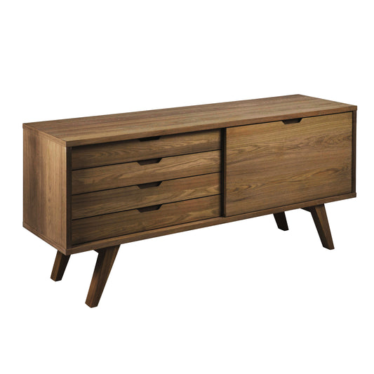 A-Line Sideboard with 4 Drawers and Sliding Door in Smoked Oak