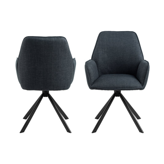 Glenda Dining Chair with Armrest and Swivel Function in Grey