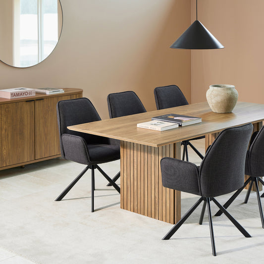 Glenda Dining Chair with Armrest and Swivel Function in Grey