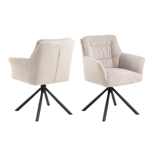 Alonso Cream Swivel Dining Chair with Armrest Set of 2