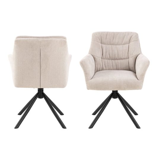 Alonso Cream Swivel Dining Chair with Armrest Set of 2