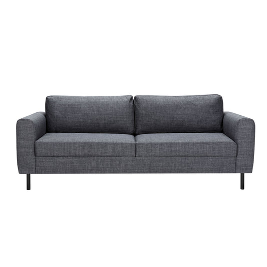 Omaha 3 Seater Sofa in Basel Dark Grey 19 Fabric, Base Matt Black Steel