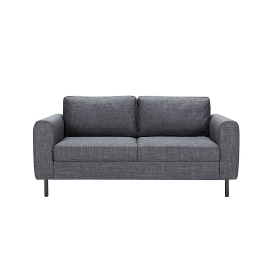 Omaha 2 Seater Sofa in Basel Dark Grey 19 Fabric, Base Matt Black Steel
