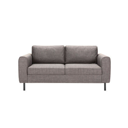 Omaha 2 Seater Sofa in Basel Light Grey Brown 34 Fabric, Base Matt Black Steel