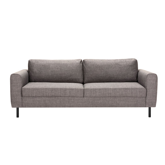 Omaha 3 Seater Sofa in Basel Light Grey Brown 34 Fabric, Base Matt Black Steel