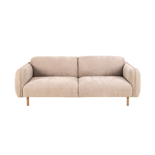 Westham 2 Seater Sofa in Fay Beige 05 Fabric, Base in Matt Oak