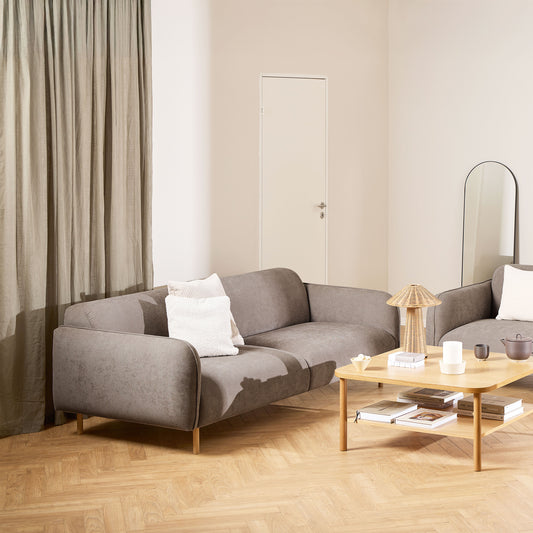 Westham 3 Seater Sofa in Fay Fabric Dusty Brown 21 Fabric, Base in Matt Oak