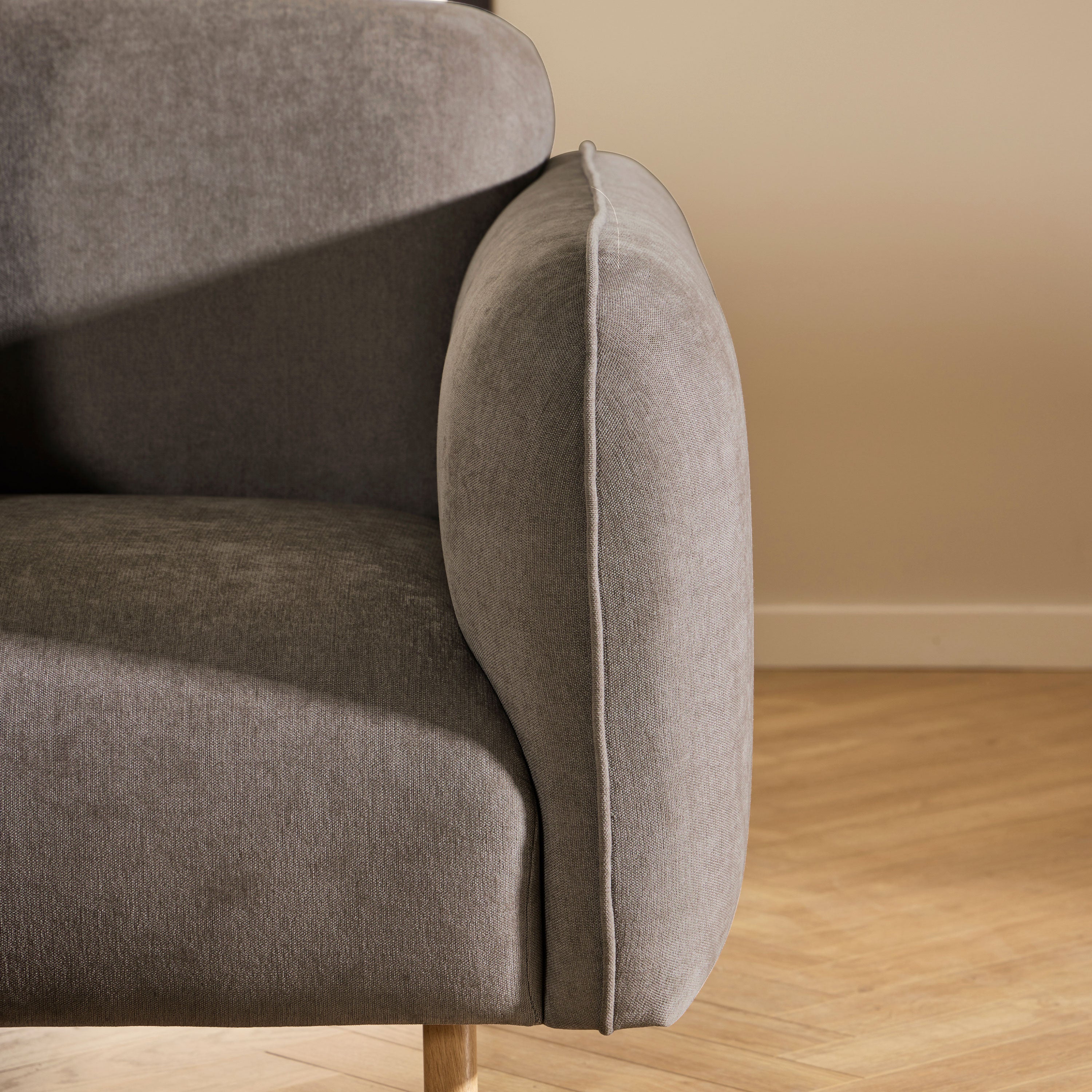 Westham 3 Seater Sofa in Fay Fabric Dusty Brown 21 Fabric, Base in Matt Oak Westham 3 Seater Sofa in Fay Fabric Dusty Brown 21 Fabric, Base in Matt Oak