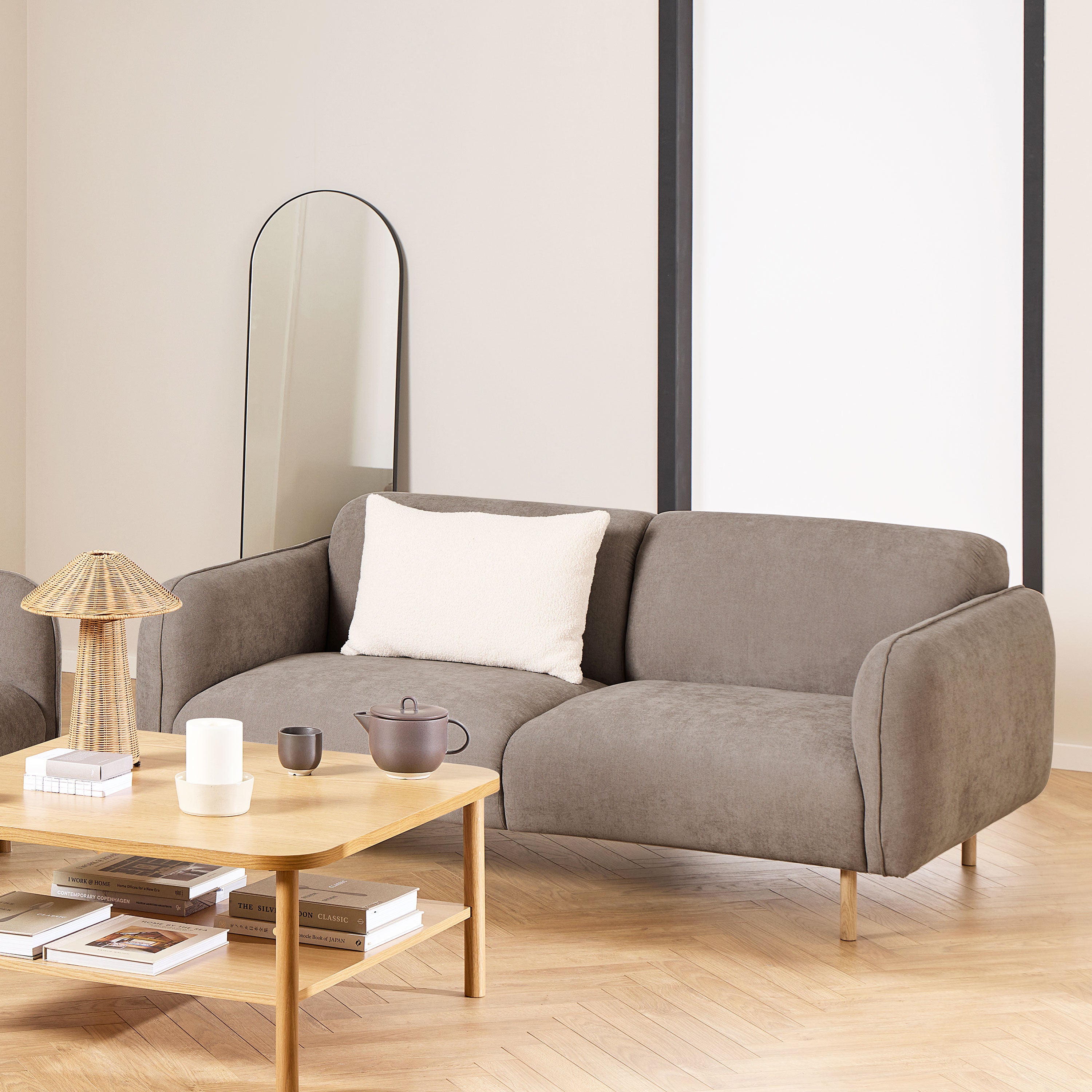 Westham 2 Seater Sofa in Fay Fabric Dusty Brown 21 Fabric, Base in Matt Oak Westham 2 Seater Sofa in Fay Fabric Dusty Brown 21 Fabric, Base in Matt Oak