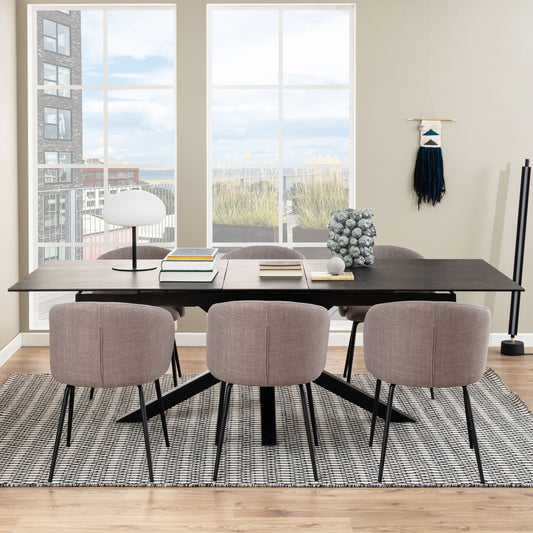 Heaven Extendable Dining Table with Ceramic Black Top 200cm
