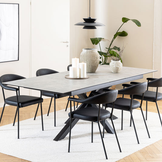 Heaven Extendable Dining Table with Ceramic Grey Top 200cm