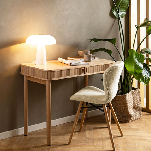 Batilda Dining Chairs with Cream Fabric and Oak Set of 2