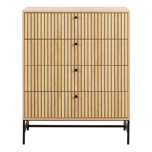 Albany Chest of 4 Drawers in Oak/Black Legs