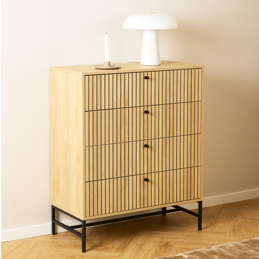 Albany Chest of 4 Drawers in Oak/Black Legs