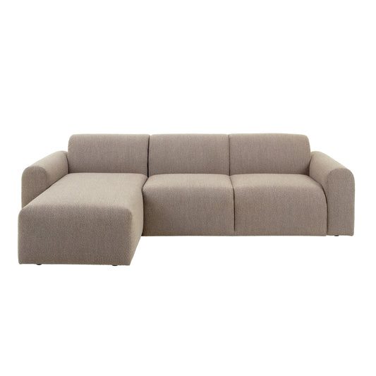Midfield 2 Seater Chaiselongue Sofa LHF (Reversible Module) in Beige Cona Boucle 1 Fabric, Base in Matt Black