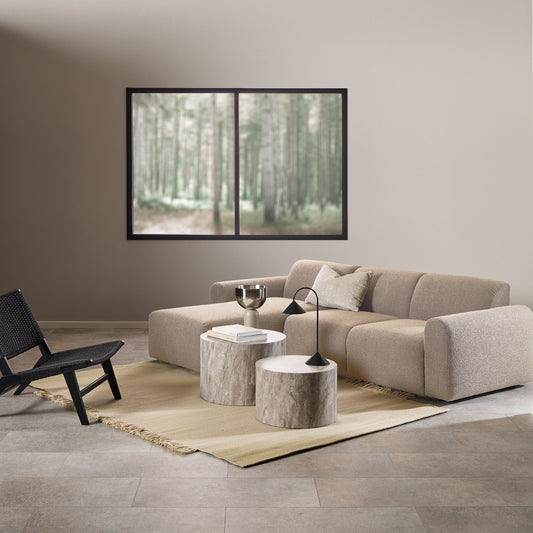 Midfield 2 Seater Chaiselongue Sofa LHF (Reversible Module) in Beige Cona Boucle 1 Fabric, Base in Matt Black