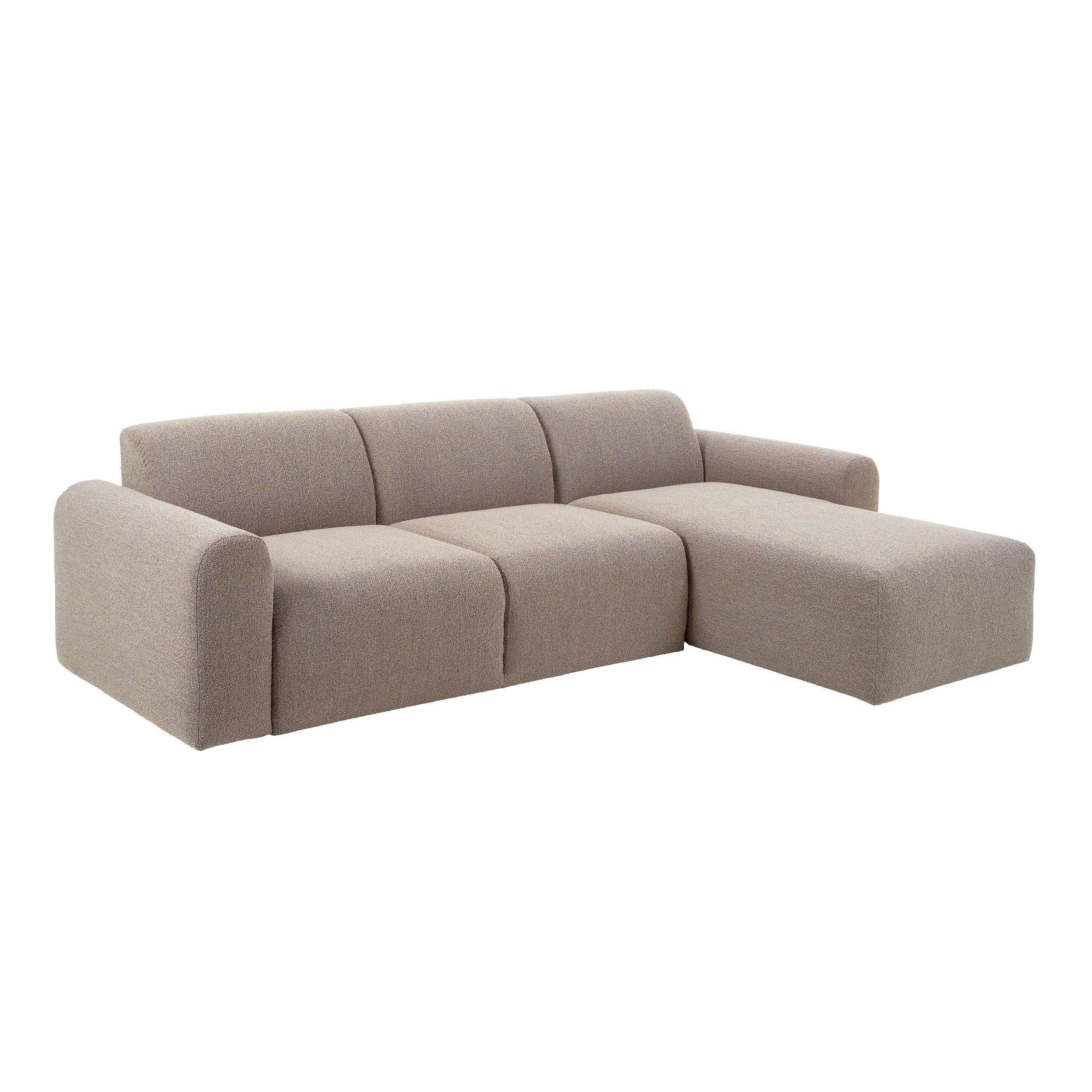 Midfield 2 Seater Chaiselongue Sofa RHF (Reversible Module) in Beige Cona Boucle 1 Fabric, Base in Matt Black Midfield 2 Seater Chaiselongue Sofa RHF (Reversible Module) in Beige Cona Boucle 1 Fabric, Base in Matt Black
